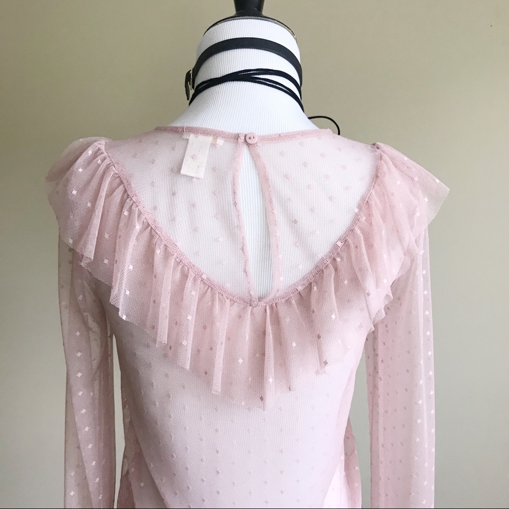 Forever 21 Sheer Blush Diamond Print Top - Picture 6 of 8
